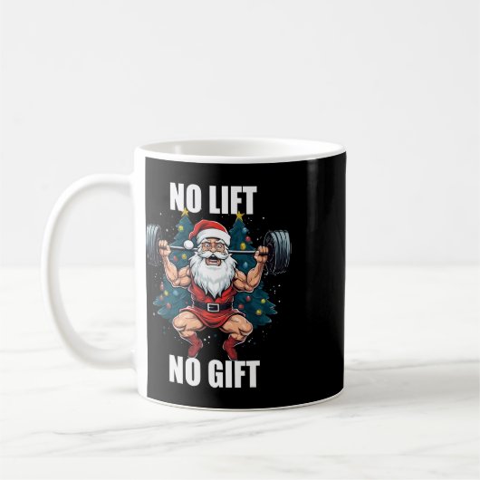 No Lift No Gift Santa Claus Christmas Gym Bodybuil Kaffeetasse (Links)