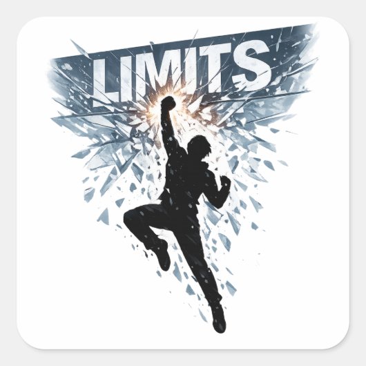 No Limits Motivation Design  Quadratischer Aufkleber (Vorderseite)