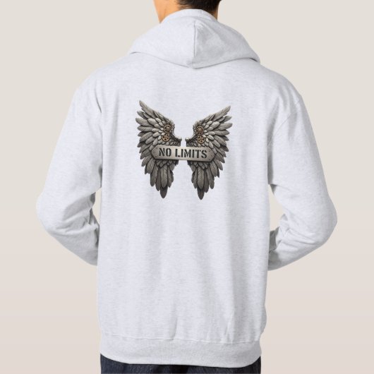 No Limits T‑Shirt with Metallic Wings Design Hoodie (Rückseite)