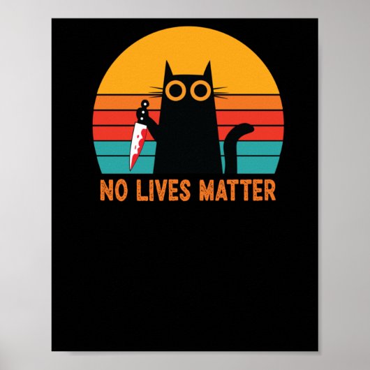 No Lives - Funny Halloween Cat Sticker Poster (Vorne)