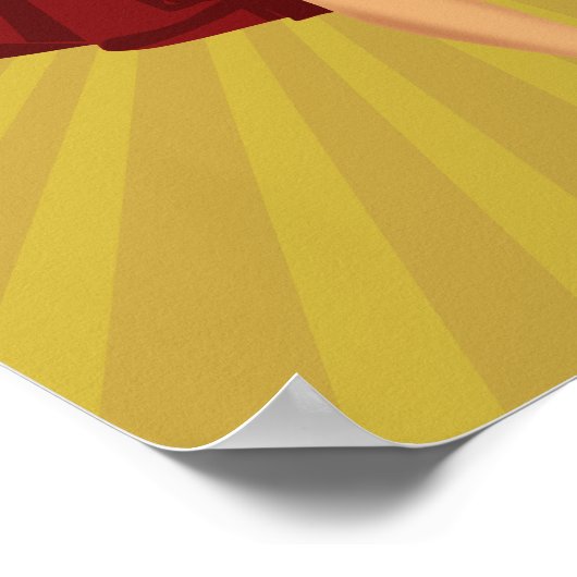 "No Means No" Feminist Button-Up Girl - Retro Art Poster (Ecke)