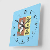 No Money No Honey Quadratische Wanduhr (Winkel)