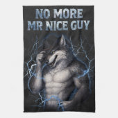 No More Mr Nice Guy Funny Alpha Wolf Meme Brainrot Geschirrtuch (Vertikal)