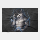 No More Mr Nice Guy Funny Alpha Wolf Meme Brainrot Geschirrtuch (Horizontal)