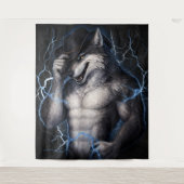 No More Mr Nice Guy Funny Alpha Wolf Meme Brainrot Wandteppich (Vorderseite)