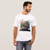 No More War: Peace Helmet Floral Design T-Shirt (Vorne ganz)