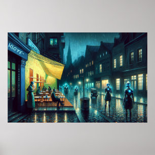 "No Need for Art" (Café Terrace Noir) Poster