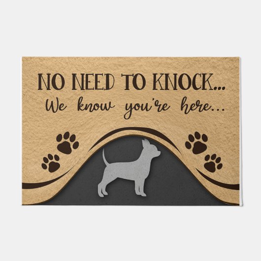 No Need To Knock Mat, Funny Chihuahua Design Fußmatte (Vorderseite)