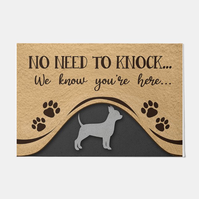 No Need To Knock Mat, Funny Chihuahua Design Fußmatte (Vorderseite)