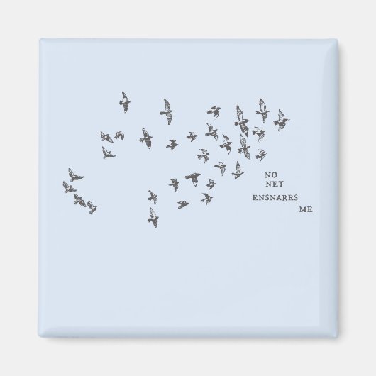"No net ensnares me" + vögel (schwarz auf blass bl Magnet (Vorne)