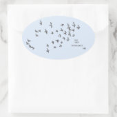 "No net ensnares me" + vögel (schwarz auf blass bl Ovaler Aufkleber (Tasche)