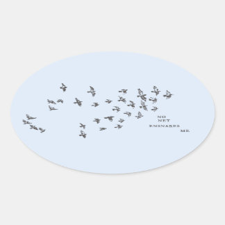 "No net ensnares me" + vögel (schwarz auf blass bl Ovaler Aufkleber