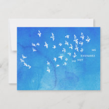 "No net ensnares me" + Vögel (weiß auf blau)