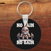 No Pain No Gain Fitness Gnome Love Weightlifting T Schlüsselanhänger (Vorderseite)