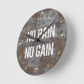 No Pain No Gain Fitness Rusty Metal Motivational Runde Wanduhr (Winkel)