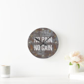 No Pain No Gain Fitness Rusty Metal Motivational Runde Wanduhr (Zuhause)