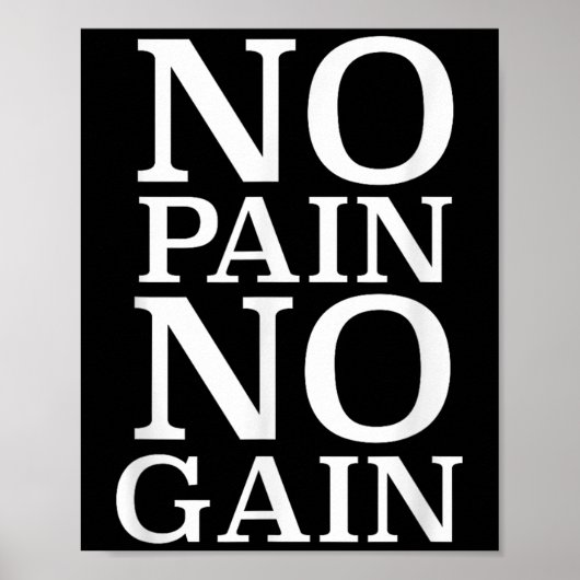 No Pain No Gain Motivation Poster (Vorne)
