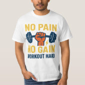 No Pain No Gain – Motivational Fitness Design T-Shirt (Vorderseite)