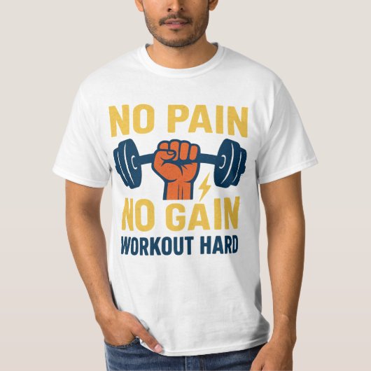 No Pain No Gain – Motivational Fitness Design T-Shirt (Vorderseite)
