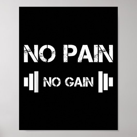 No Pain No Gain Workout Motivation Poster (Vorne)