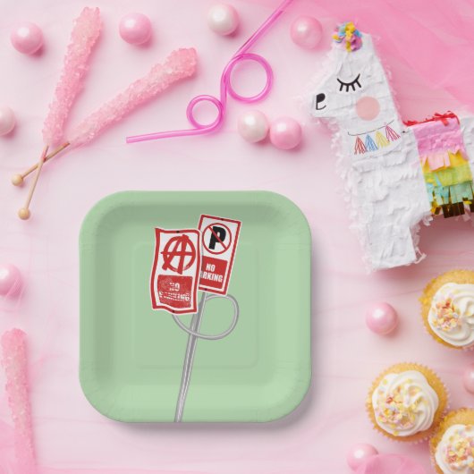 No parking anarchy sign pappteller (Party)