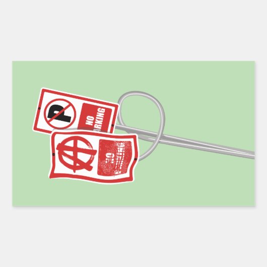 No parking anarchy sign rechteckiger aufkleber (Vorderseite)