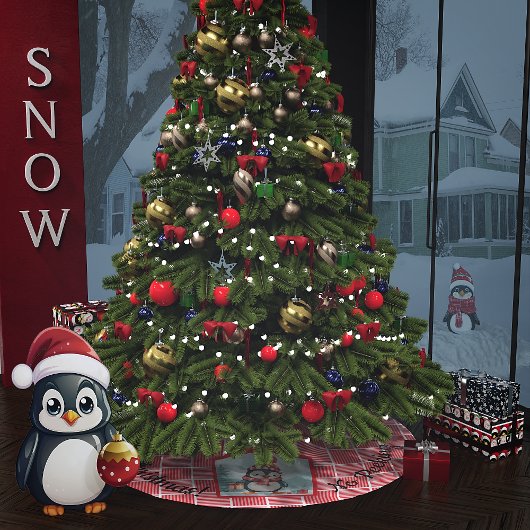 No Peeking Christmas Penguin Polyester Weihnachtsbaumdecke