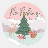 No Peeking Cute Woodland Forest Animal Runder Aufkleber (Vorderseite)
