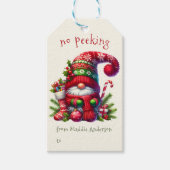 No Peeking Holiday Weihnachtsgnome Geschenkanhänger (Vorderseite)