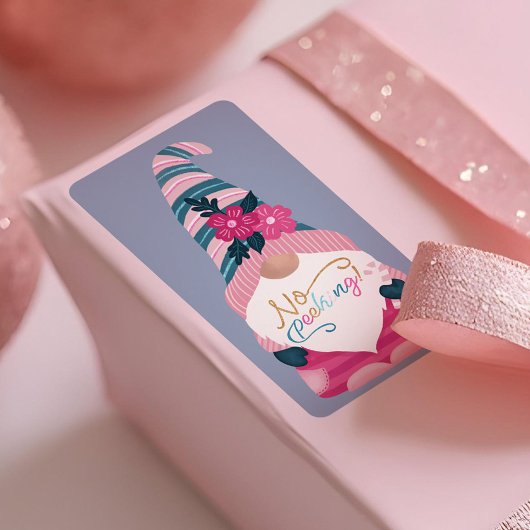 No Peeking Niedlich Fun Bright Christmas Gnome Lab Adressaufkleber