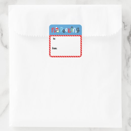No Peeking Niedlich Whimsical Kids Weihnachtsgesch Quadratischer Aufkleber (Tasche)