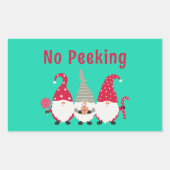 No Peeking Niedliche Weihnachts-Gnome-Geschenketik Rechteckiger Aufkleber (Vorderseite)