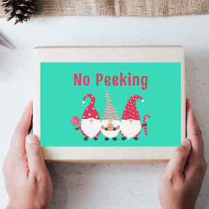 No Peeking Niedliche Weihnachts-Gnome-Geschenketik Rechteckiger Aufkleber