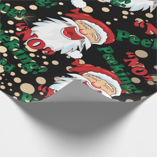 No Peeking - Santa Claus Geschenkpapier (Ecke)