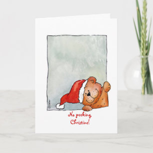 No Peeking - Weihnachts-Aquarellbilder Feiertagskarte