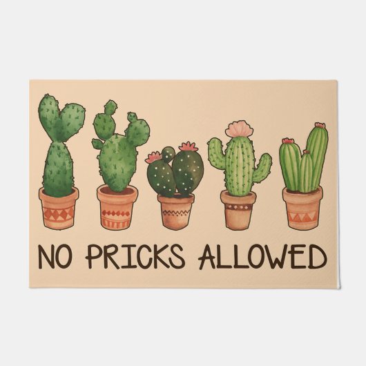 No Pricks Allowed Doormat / Cactus Welcome Mat  Fußmatte (Vorderseite)