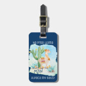 No Prob Llama Alpaca My Bags - Blue Personalisiert Gepäckanhänger (Vorderseite vertikal)