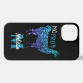 No Prob Llama Aqua blue ombre Glitzern Monogram iPhone Hülle (Rückseite (Horizontal))