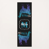No Prob Llama Aqua blue ombre Glitzern Monogram Yogamatte (Vorderseite)
