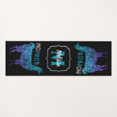 No Prob Llama Aqua blue ombre Glitzern Monogram Yogamatte (Vorderseite (Horizontal))