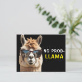 No Prob-Llama Cool Alpaca mit Sonnenbrille Funny Postkarte (Stehend Vorderseite)