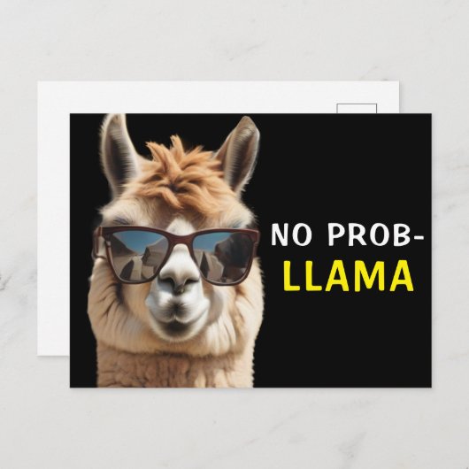 No Prob-Llama Cool Alpaca mit Sonnenbrille Funny Postkarte (Vorne/Hinten)