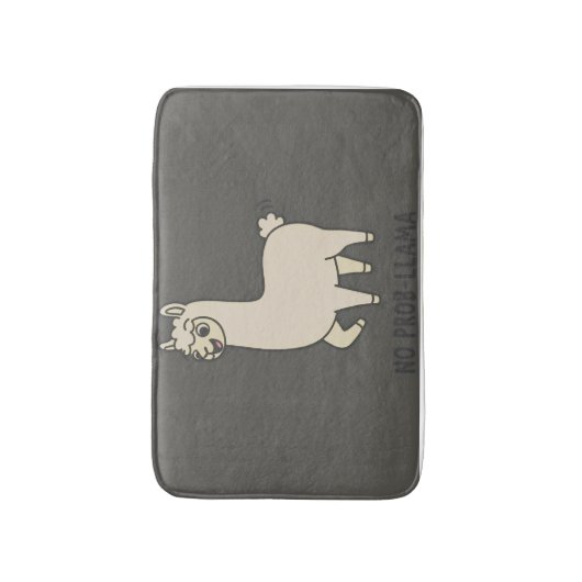"No Prob-Llama" Cute Llama Doodle - Chill Vibe Badematte (Vorderseite Vertikal)