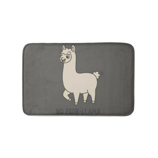 "No Prob-Llama" Cute Llama Doodle - Chill Vibe Badematte (Vorderseite)