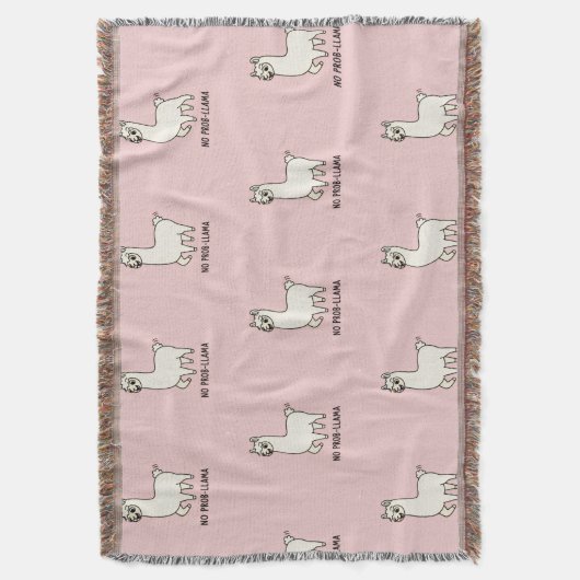 "No Prob-Llama" Cute Llama Doodle - Chill Vibe Decke (Vorderseite Vertikal)