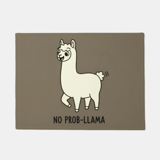 "No Prob-Llama" Cute Llama Doodle - Chill Vibe Fußmatte (Vorderseite)