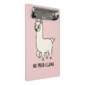 "No Prob-Llama" Cute Llama Doodle - Chill Vibe Mini Klemmbrett (Schrägansicht)