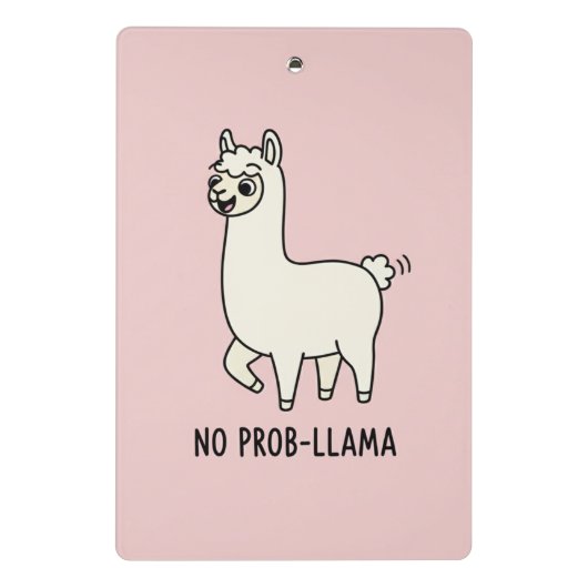 "No Prob-Llama" Cute Llama Doodle - Chill Vibe Mini Klemmbrett (Rückseite)