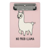 "No Prob-Llama" Cute Llama Doodle - Chill Vibe Mini Klemmbrett (Vorderseite)
