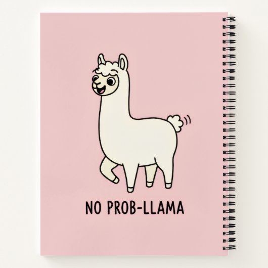 "No Prob-Llama" Cute Llama Doodle - Chill Vibe Notizblock (Rückseite)